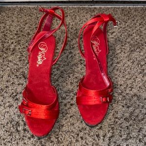 Pleaser red velvet dancer shoes